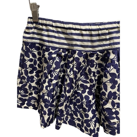 Nanette Lepore Blue White Striped Floral Coverup Silk Shorts Beachwear‎ Sz SM - Picture 4 of 11